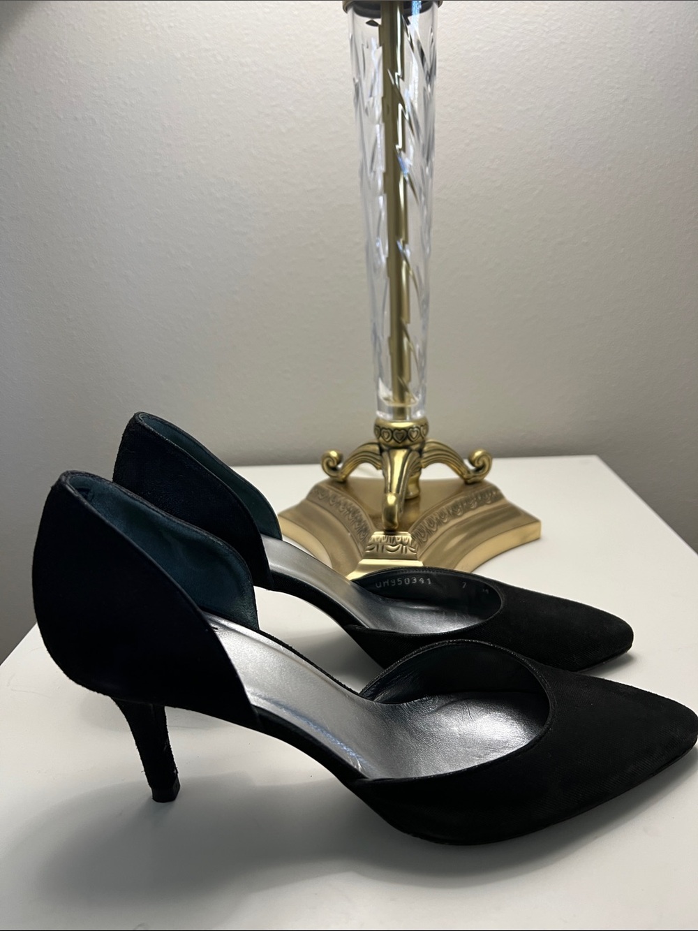 Stuart Weitzman Black Suede D'Orsay Pumps